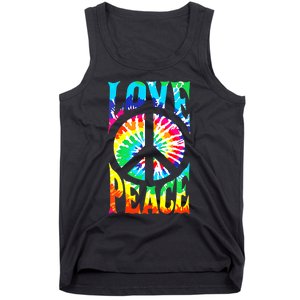 Funny 60s 70s Tie Dye Peace Hand Sign Hippie Tank Top