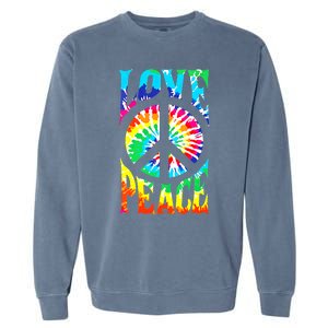 Funny 60s 70s Tie Dye Peace Hand Sign Hippie Garment-Dyed Sweatshirt