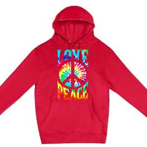 Funny 60s 70s Tie Dye Peace Hand Sign Hippie Premium Pullover Hoodie