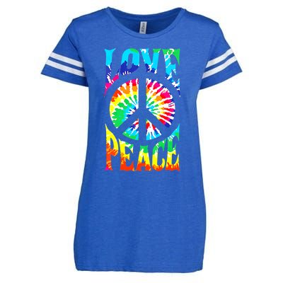 Funny 60s 70s Tie Dye Peace Hand Sign Hippie Enza Ladies Jersey Football T-Shirt