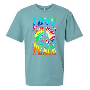 Funny 60s 70s Tie Dye Peace Hand Sign Hippie Sueded Cloud Jersey T-Shirt