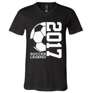 Football 6th Birthday Soccer Legend 2017 V-Neck T-Shirt