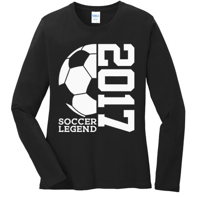 Football 6th Birthday Soccer Legend 2017 Ladies Long Sleeve Shirt