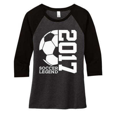 Football 6th Birthday Soccer Legend 2017 Women's Tri-Blend 3/4-Sleeve Raglan Shirt