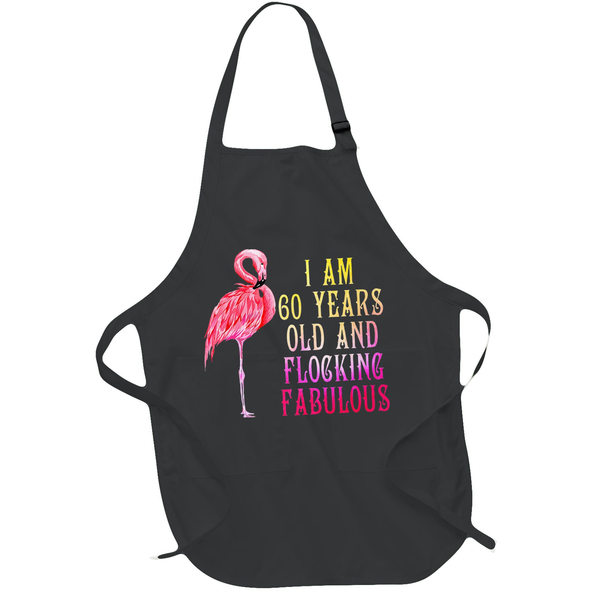 Funny 60th Birthday Pink Watercolor Flamingo 60 Year Apron