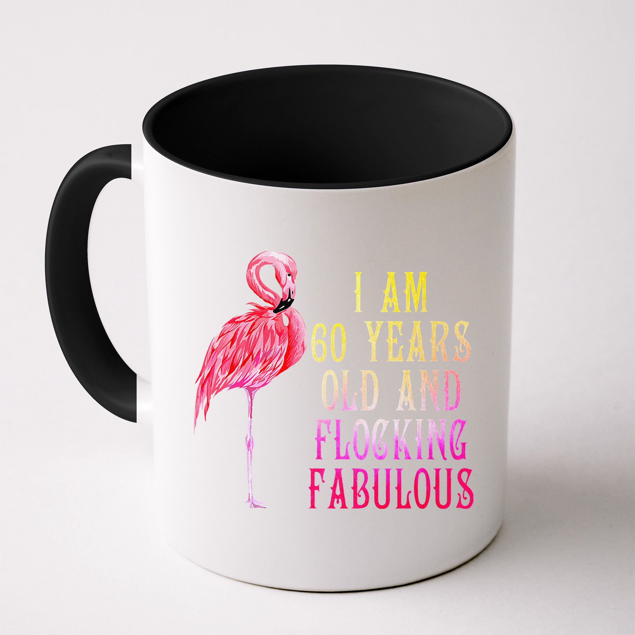 Funny 60th Birthday Pink Watercolor Flamingo 60 Year Mug