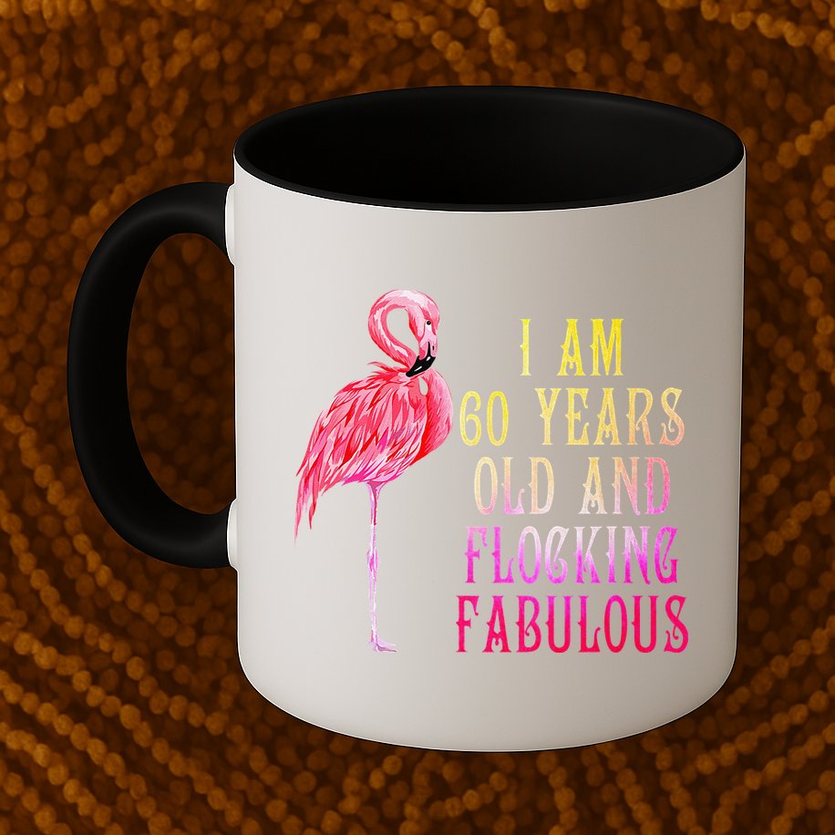 Funny 60th Birthday Pink Watercolor Flamingo 60 Year Mug