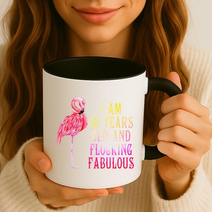 Funny 60th Birthday Pink Watercolor Flamingo 60 Year Mug