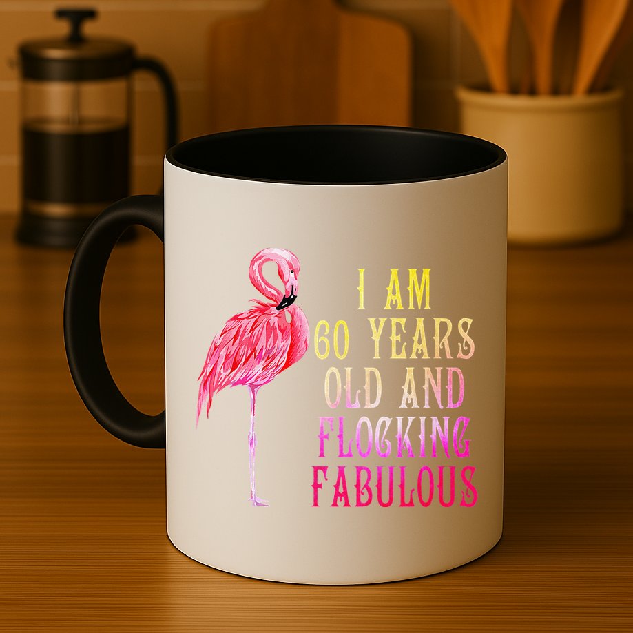 Funny 60th Birthday Pink Watercolor Flamingo 60 Year Mug