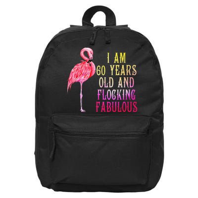 Funny 60th Birthday Pink Watercolor Flamingo 60 Year 16 in Basic Backpack