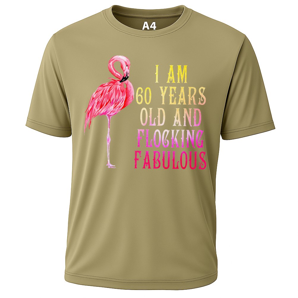 Funny 60th Birthday Pink Watercolor Flamingo 60 Year Cooling Performance Crew T-Shirt