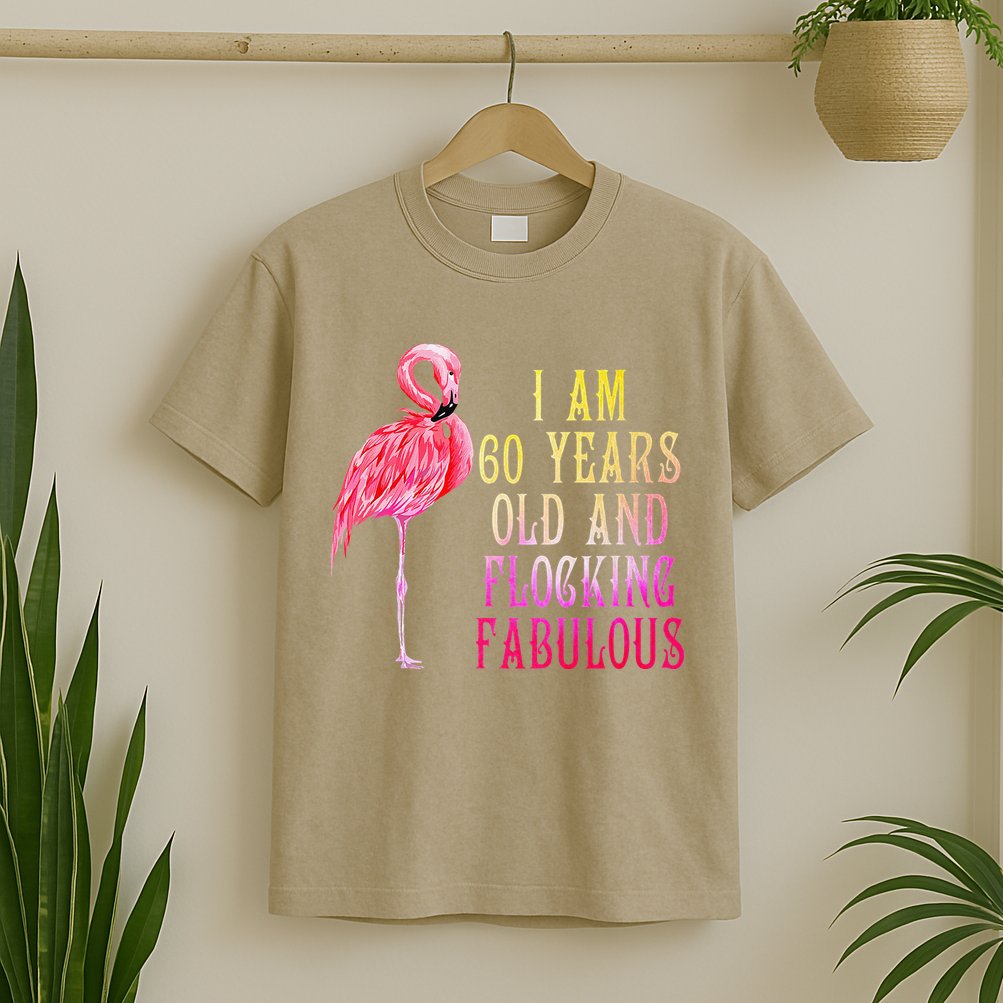 Funny 60th Birthday Pink Watercolor Flamingo 60 Year T-Shirt