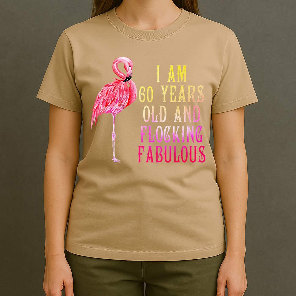 Funny 60th Birthday Pink Watercolor Flamingo 60 Year T-Shirt