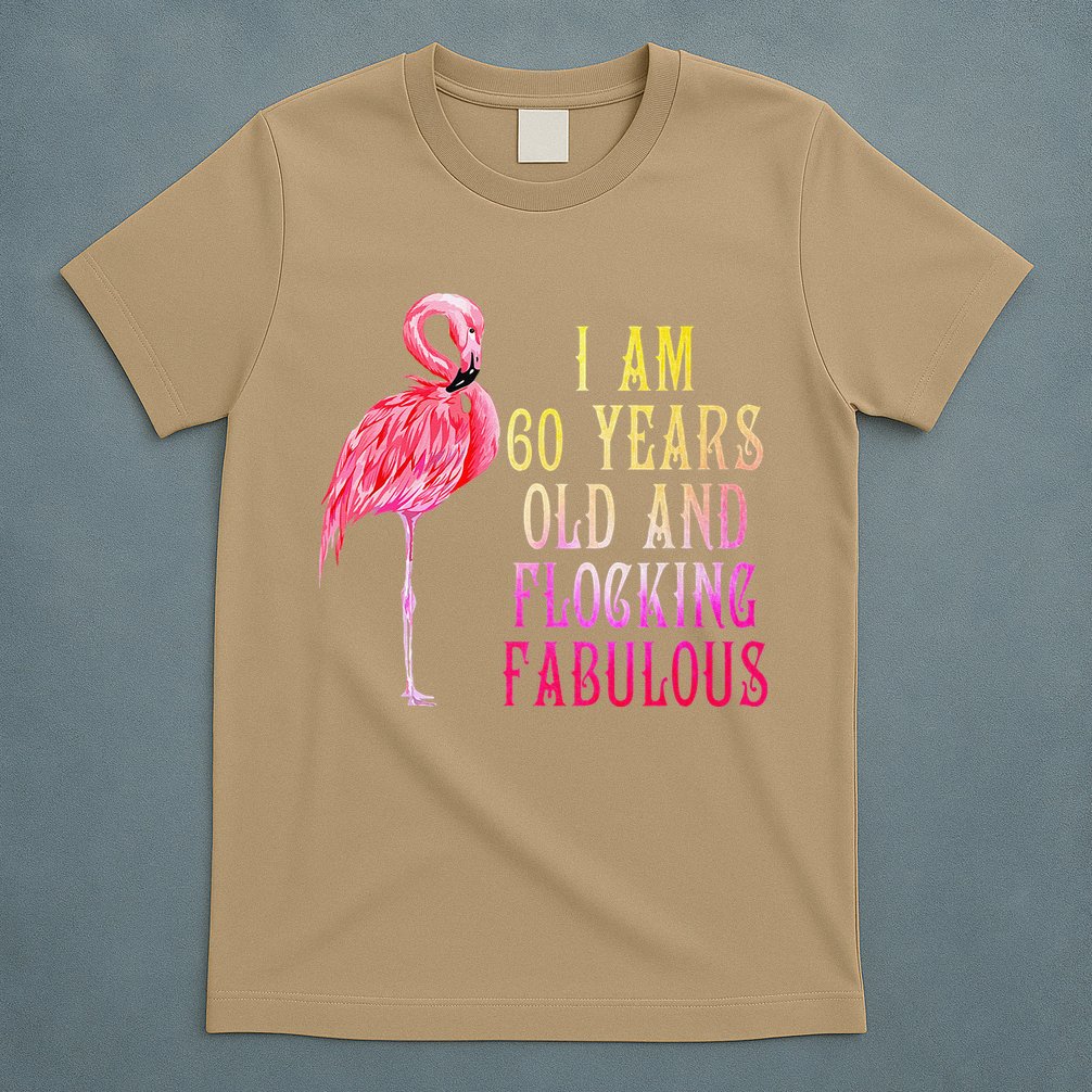 Funny 60th Birthday Pink Watercolor Flamingo 60 Year T-Shirt