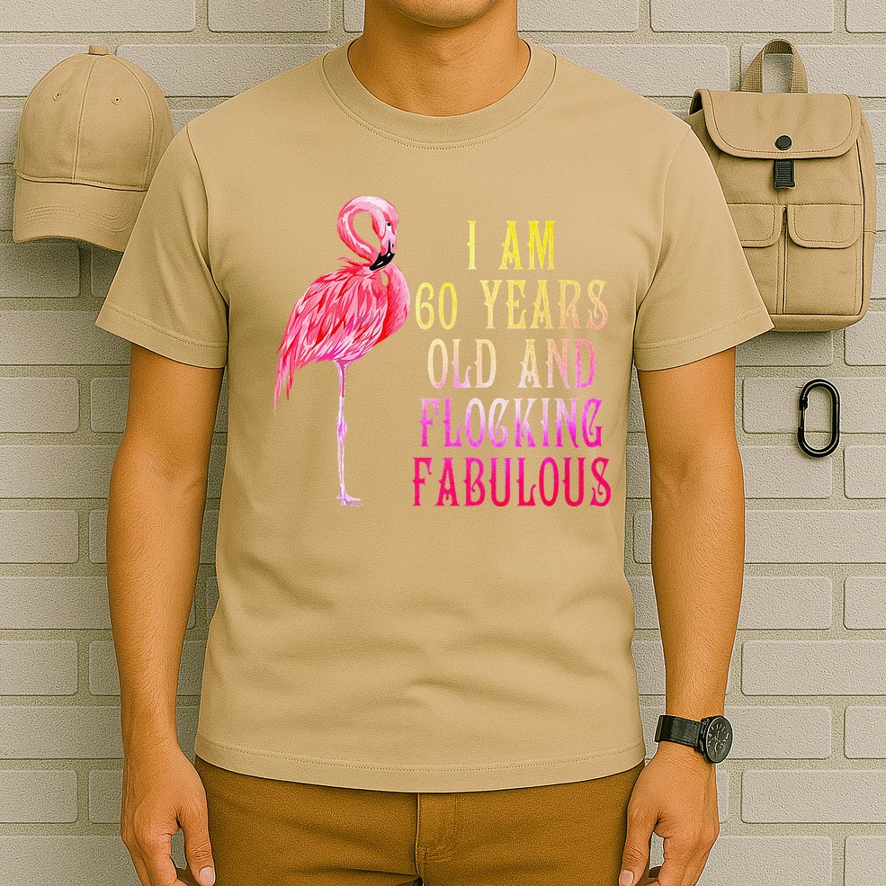 Funny 60th Birthday Pink Watercolor Flamingo 60 Year T-Shirt