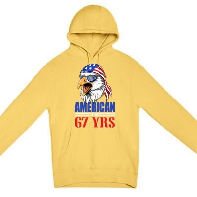 Funny 67th Birthday Gift Usa Eagle Patriotic Gift Premium Pullover Hoodie