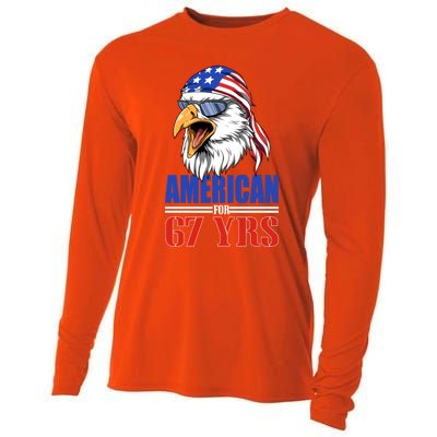 Funny 67th Birthday Gift Usa Eagle Patriotic Gift Cooling Performance Long Sleeve Crew