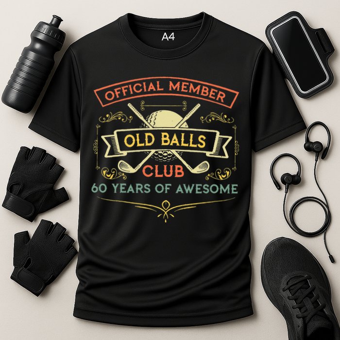 Funny 60th Birthday Old Balls Club 60 Year Old Golfer Cooling Performance Crew T-Shirt