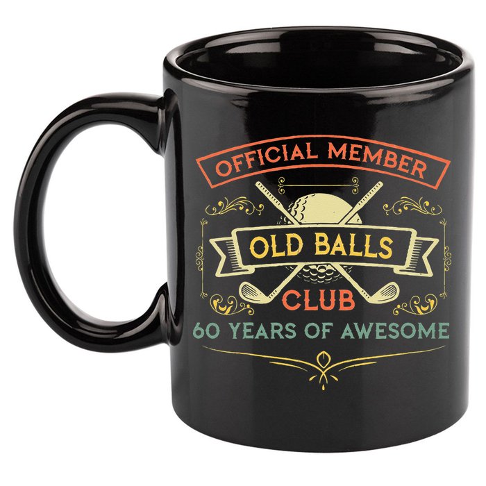 Funny 60th Birthday Old Balls Club 60 Year Old Golfer 11oz C Handle Ceramic Mug