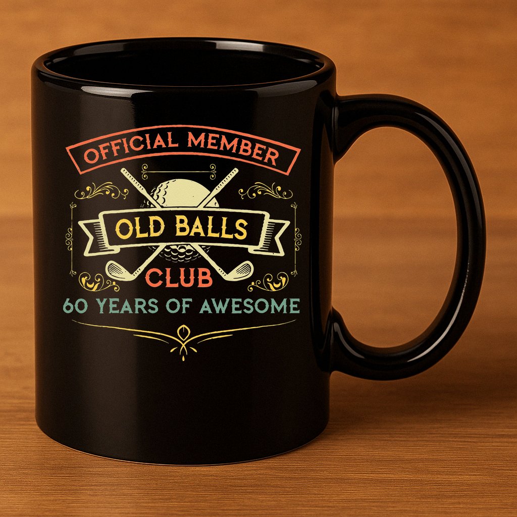 Funny 60th Birthday Old Balls Club 60 Year Old Golfer 11oz C Handle Ceramic Mug
