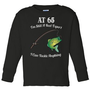 Funny 65th Birthday Gift 65YearOld Fisherman Fishing Toddler Long Sleeve Shirt