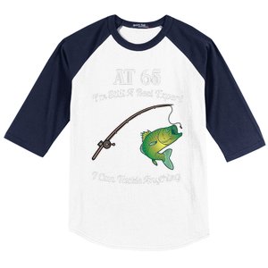 Funny 65th Birthday Gift 65YearOld Fisherman Fishing Baseball Sleeve Shirt