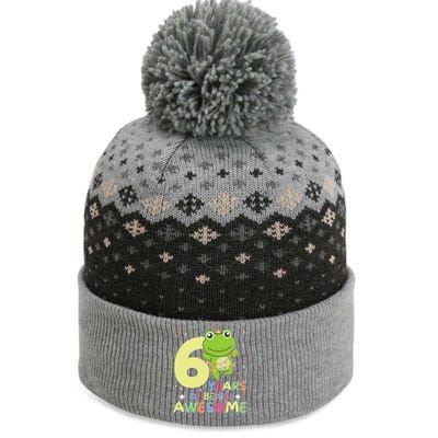 Frog 6th Birthday For Six Years Old The Baniff Cuffed Pom Beanie