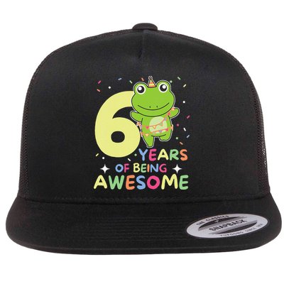 Frog 6th Birthday For Six Years Old Flatbill Hat