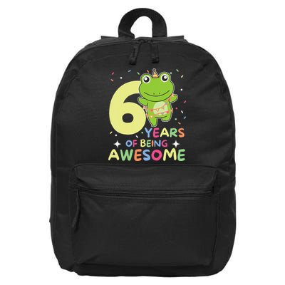 Frog 6th Birthday For Six Years Old 16 in Basic Backpack