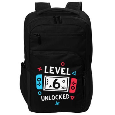 Funny 6th Birthday Level 6 Unlocked Video Game Party Impact Tech Backpack