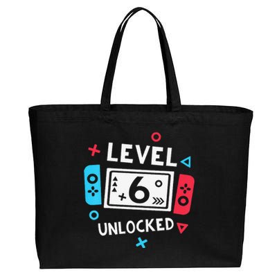 Funny 6th Birthday Level 6 Unlocked Video Game Party Cotton Canvas Jumbo Tote