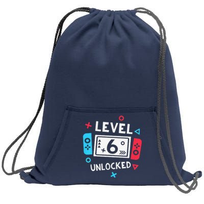 Funny 6th Birthday Level 6 Unlocked Video Game Party Sweatshirt Cinch Pack Bag