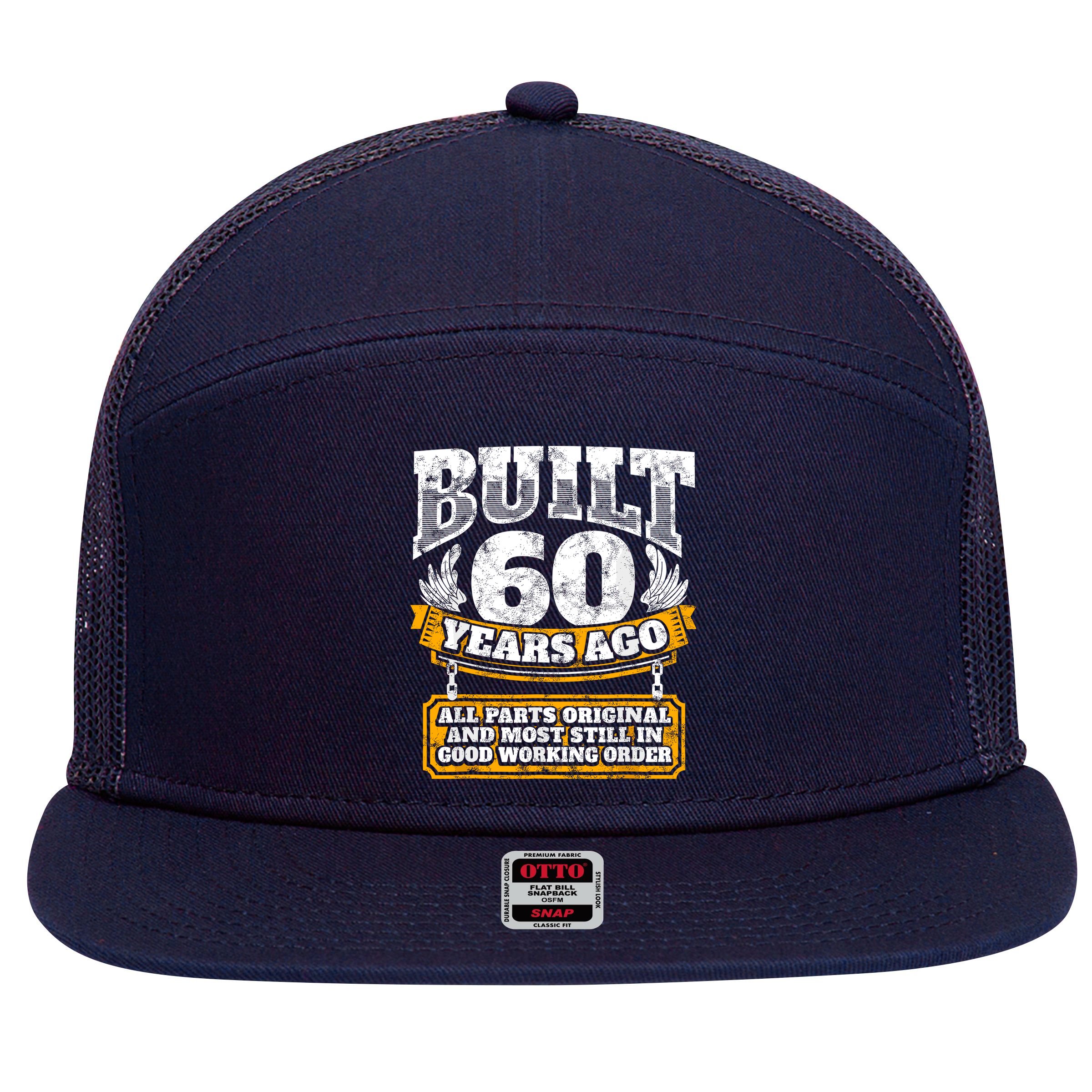 Funny 60th Birthday Bday Gift Saying Age 60 Year Joke 7 Panel Mesh Trucker Snapback Hat
