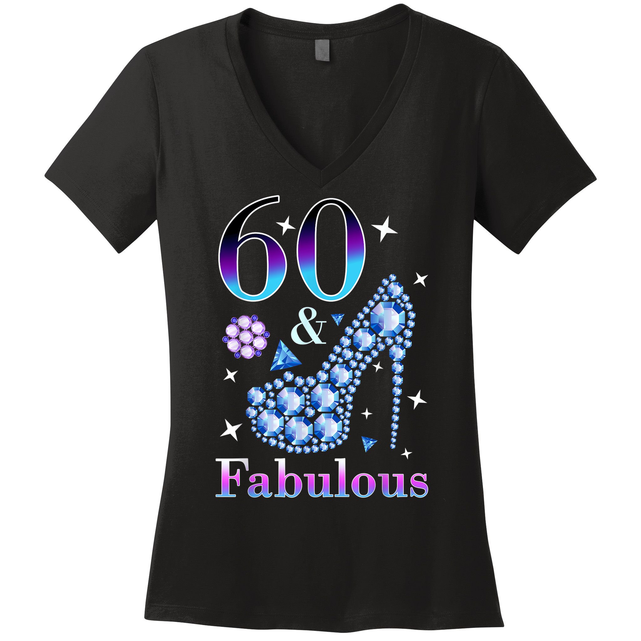 Fun 60th Birthday Fabulous Lady Gift Design Women's V-Neck T-Shirt