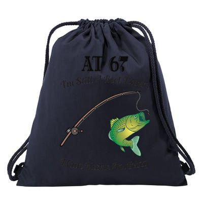 Funny 67th Birthday Gift 67YearOld Fisherman Fishing Drawstring Bag