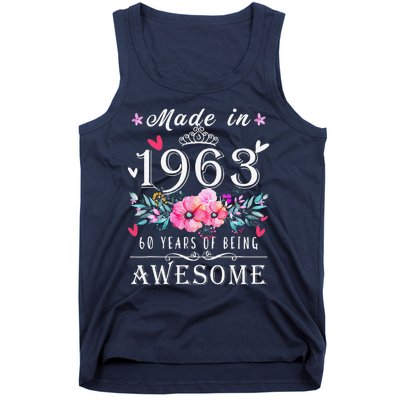 Floral 60th Birthday Gifts For Women Made In 1963 Birthday Tank Top