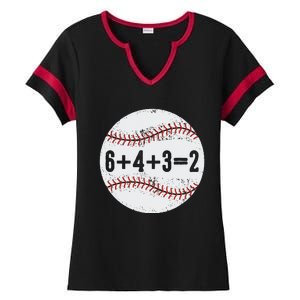 Funny 6+4+3=2 Double Play Baseball Gift Ladies Halftime Notch Neck Tee