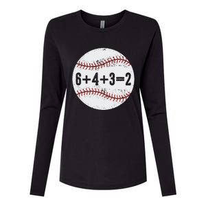 Funny 6+4+3=2 Double Play Baseball Gift Womens Cotton Relaxed Long Sleeve T-Shirt