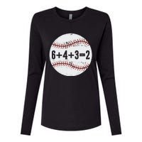 Funny 6+4+3=2 Double Play Baseball Gift Womens Cotton Relaxed Long Sleeve T-Shirt