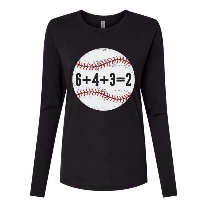 Funny 6+4+3=2 Double Play Baseball Gift Womens Cotton Relaxed Long Sleeve T-Shirt