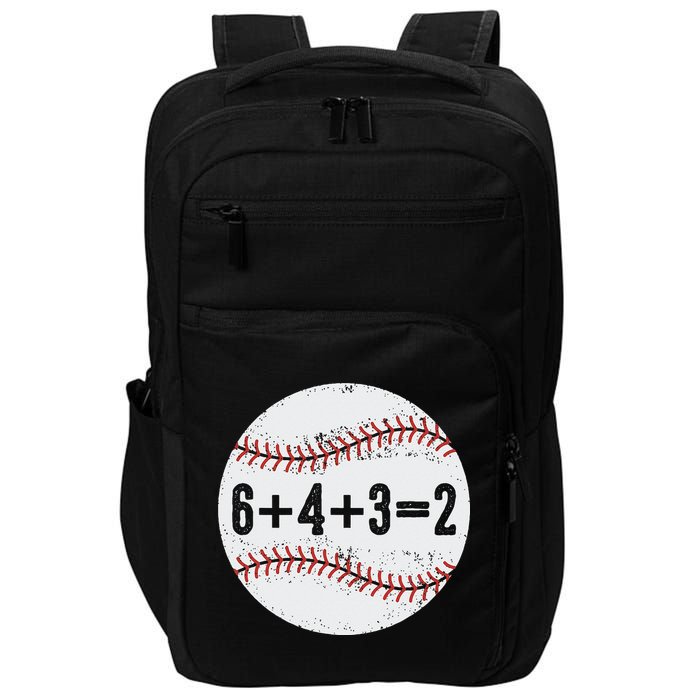 Funny 6+4+3=2 Double Play Baseball Gift Impact Tech Backpack