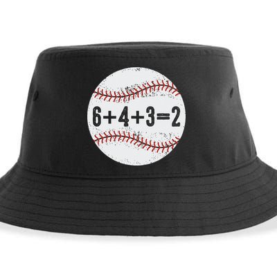 Funny 6+4+3=2 Double Play Baseball Gift Sustainable Bucket Hat
