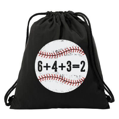 Funny 6+4+3=2 Double Play Baseball Gift Drawstring Bag