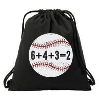 Funny 6+4+3=2 Double Play Baseball Gift Drawstring Bag