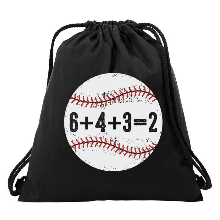 Funny 6+4+3=2 Double Play Baseball Gift Drawstring Bag