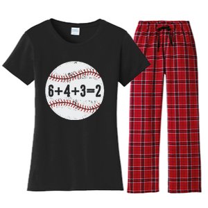 Funny 6+4+3=2 Double Play Baseball Gift Women's Flannel Pajama Set