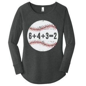 Funny 6+4+3=2 Double Play Baseball Gift Women's Perfect Tri Tunic Long Sleeve Shirt