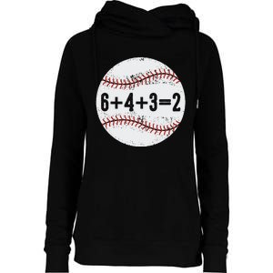 Funny 6+4+3=2 Double Play Baseball Gift Womens Funnel Neck Pullover Hood