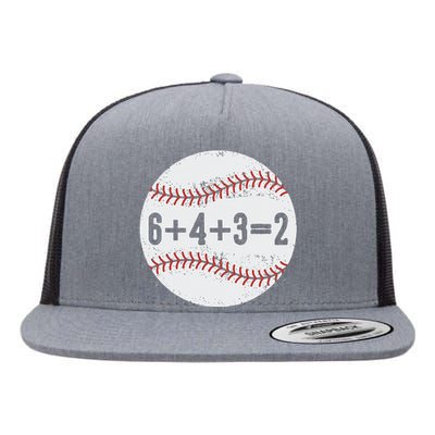 Funny 6+4+3=2 Double Play Baseball Gift Flat Bill Trucker Hat