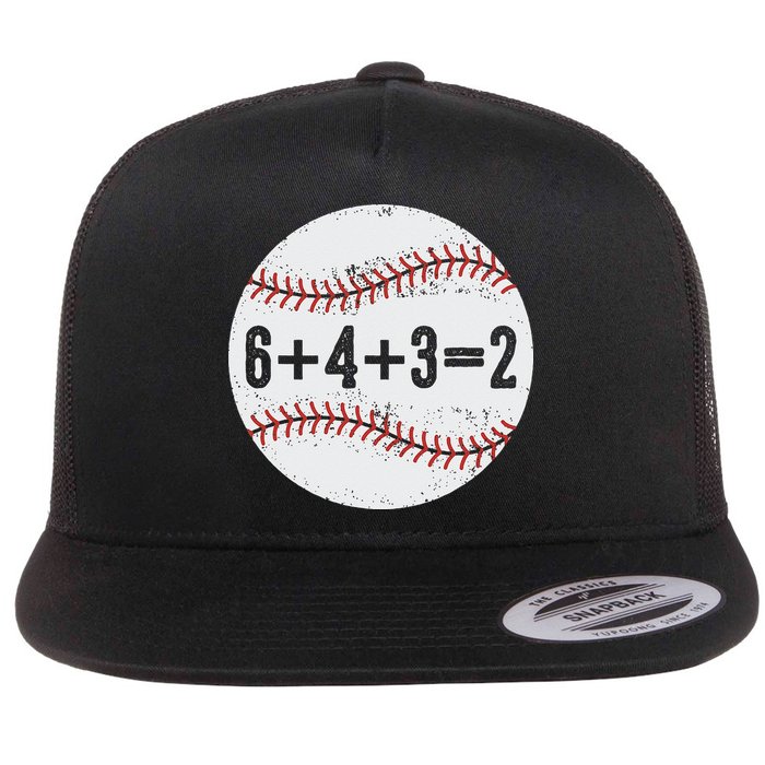 Funny 6+4+3=2 Double Play Baseball Gift Flat Bill Trucker Hat